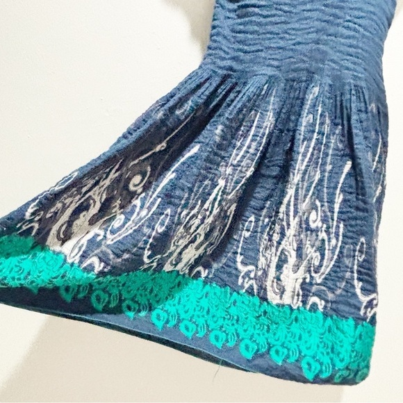 MAX STUDIO Women’s Blue Green Woven Structured Skirt Stretch Waist Dress Size S - Picture 4 of 9